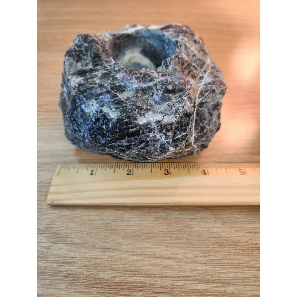 Natural Rough Stone‎ Sodalite Tealight Candle Holder Unique Nature Rock